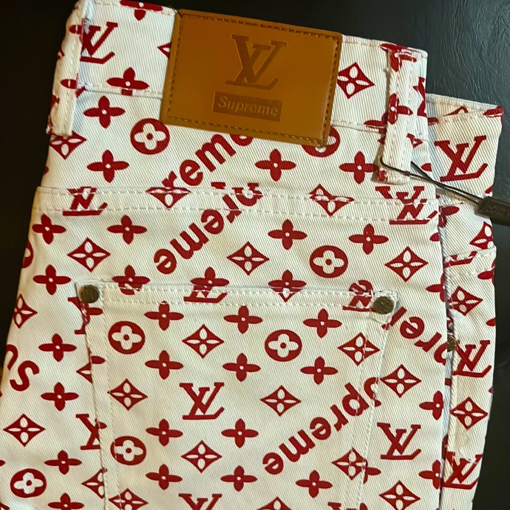 LV jeans for Valentine’s Day skinny leg, stretchy material
